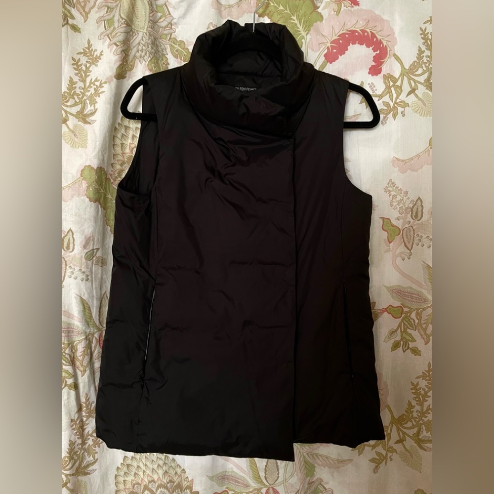 Eileen Fisher Snap Front Stand Up Collar PP/PTP Down Vest